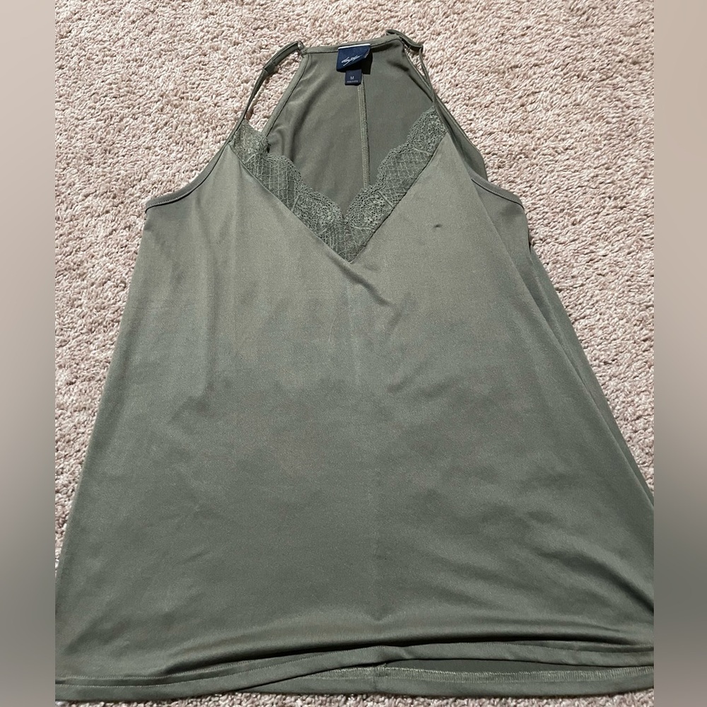 Daytrip Olive Lace Accent Tank Top